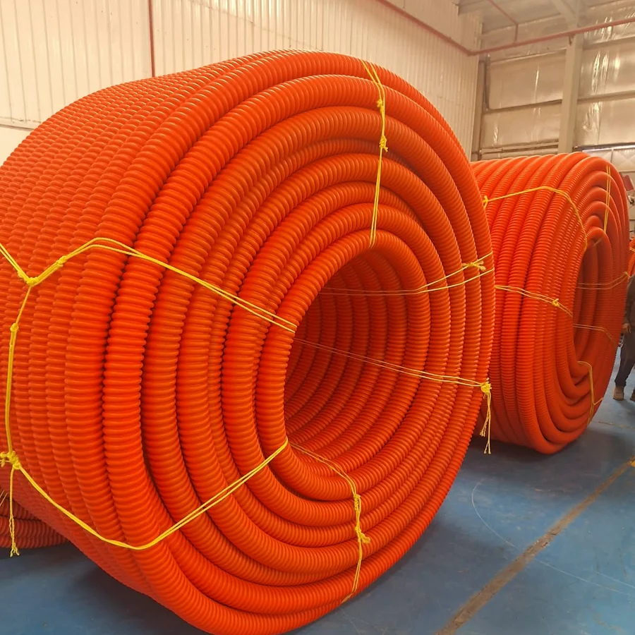 Orange corrugated duct coils